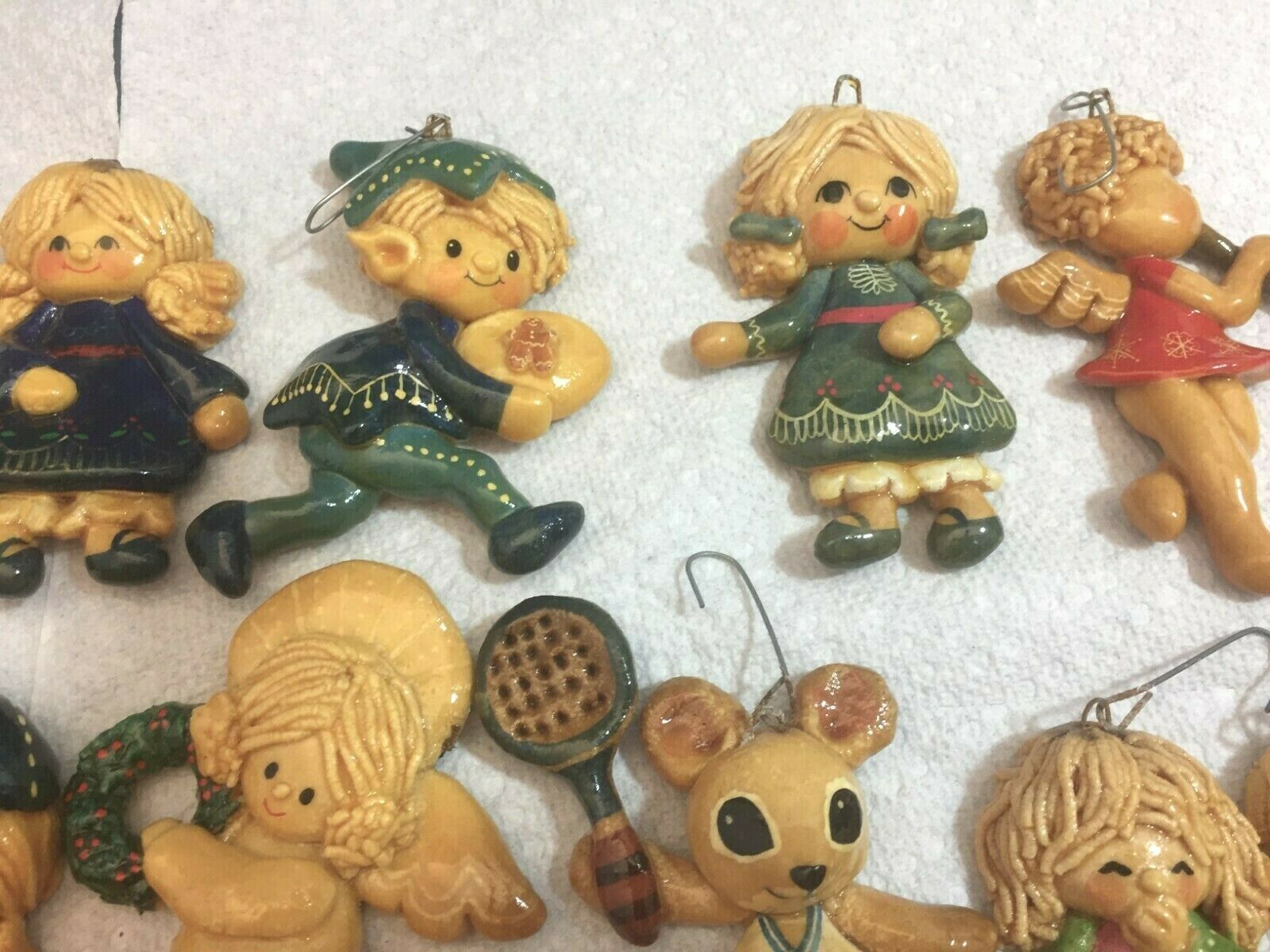 Vintage Lot of 20 SALT Bread Dough Christmas Tree Ornaments Handmade ...