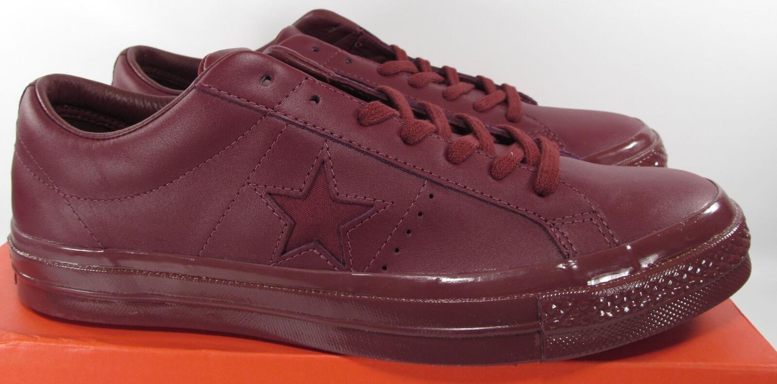 Converse One Star 74 Ox Lo Low Top MONO Bordeaux Burgundy Red LEATHER 155715C - Casual Shoes