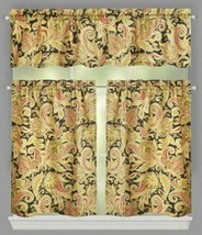 Waverly Tier and Valance Curtain Set 36" Rustic Retreat Paisley Black Yellow - $39.48