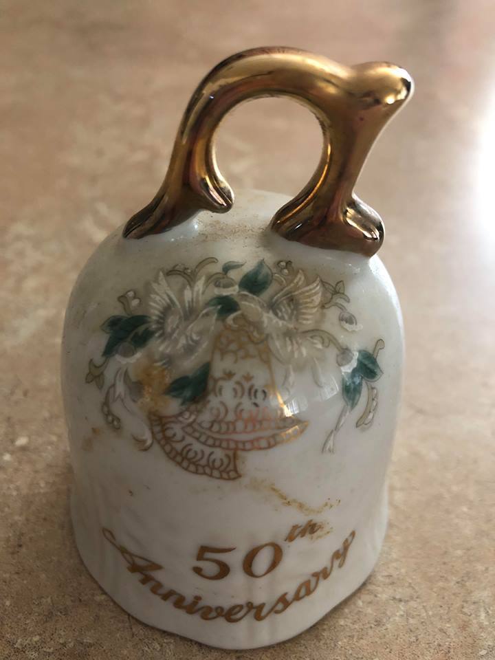 Primary image for Vintage Lefton Porcelain 50th Anniversary Bell Japan 1101 Hand Painted Bell