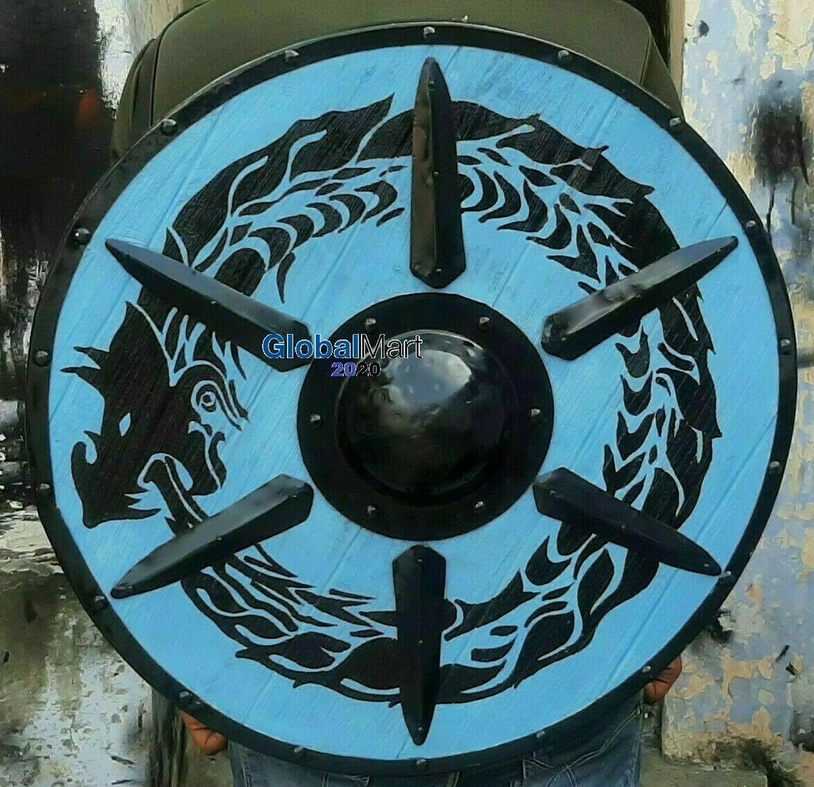 Medieval Authentic Battleworn Fenrir Viking Shield Hollywood ...