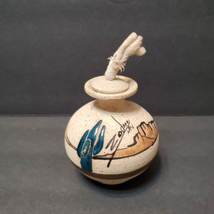 Southwestern Pottery Oil Lamp, Handpainted Signed Zodin, Native Sand Clay Art