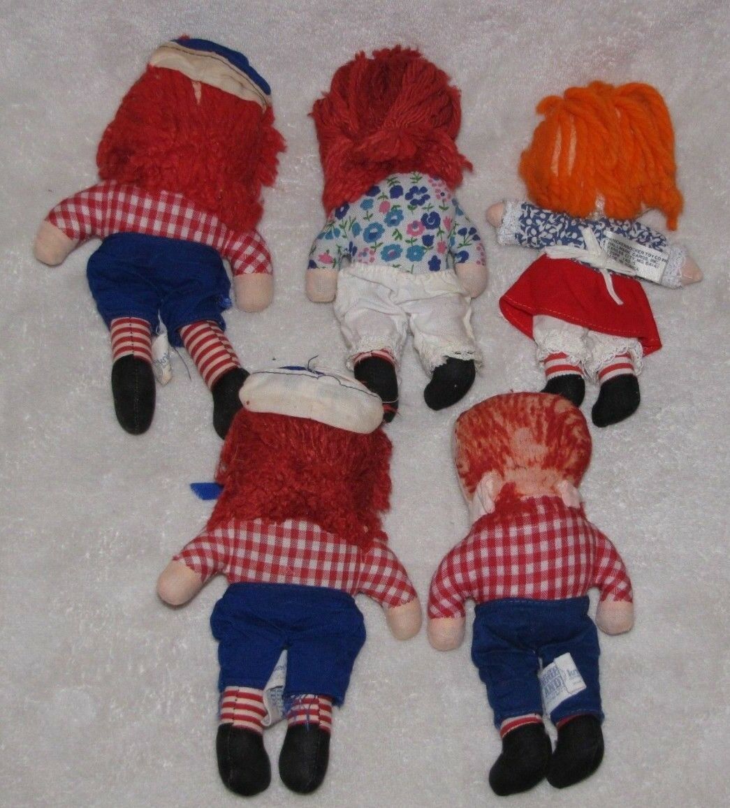 Details about   RARE Vintage Knickerbocker Raggedy Ann And Andy Cloth Dolls 12 Inch Original 