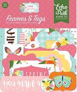 Echo Park Paper Company I Love Spring Frames &amp; Tags ephemera, pink, teal... - $6.99