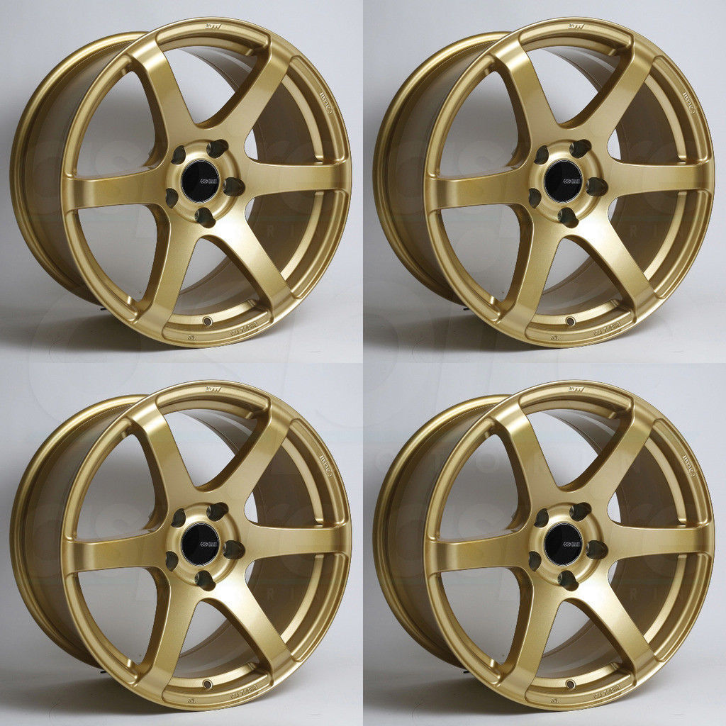 17x8 Enkei T6S 5x100 45 Gold Paint Wheels Rims Set(4) - Wheels