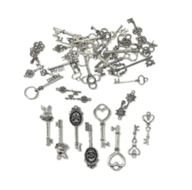 40 Assorted Silver Skeleton Keys - Mixed Antique Keys Vintage Metal Skeleton Key image 4