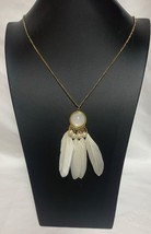 Native American Feather Dream Catcher Necklace Gold Tone 19" Chain - $7.99