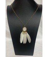 Native American Feather Dream Catcher Necklace Gold Tone 19&quot; Chain - $7.99
