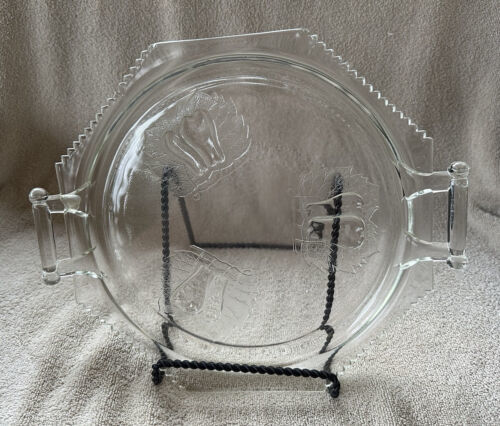 Vintage Clear Glass Pressed Pears Serving Tray with Handles & Peaked ...