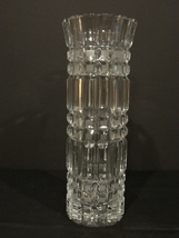 Stunning, Tall, Vtg. U.S.S.R Made Crystal Vase Hand Cut~Cobblestone Squares - $60.00