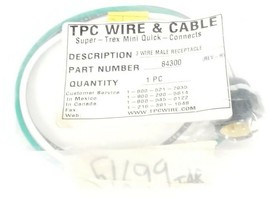 NEW TPC WIRE & CABLE 84300 3 WIRE MALE RECEPTACLE ASSEMBLY REV. H