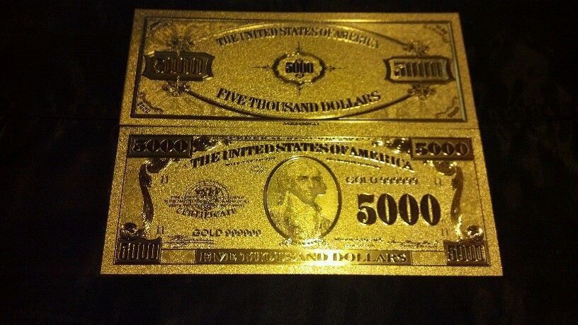 /<COMPLETE SET W//CERTIFICATE/>GOLD Banknote Set MINT Condition$1,$,5,10,20,50,$100