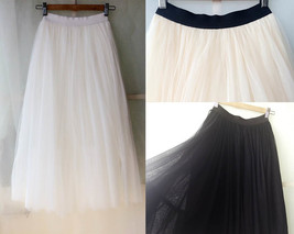 Cream Ivory White Long Tulle Skirt Women High Waist Ivory Tulle Skirt, Plus Size image 7