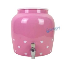 Hearts Water Crock Pot Porcelain Ceramic Dispenser Faucet Spigot PINK Valentine - $54.44
