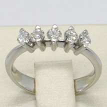 18K WHITE GOLD BAND RING WITH 5 DIAMONDS, 0.40 CARATS ENGAGEMENT, MADE IN ITALY image 1