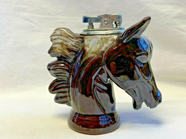 Ceramic Brown Horse Head Table Lighter Made in Japan Camping Fire Smoking - $29.95