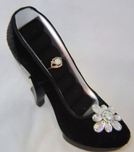 Black Velvet Ring Holder Stiletto Shoe Replica 4.5" High Jewelry Woman Fashion image 2