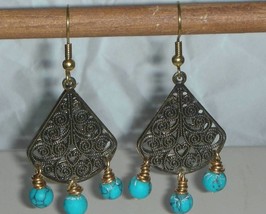    Charming Chandelier and Turquoise Earrings - $12.99