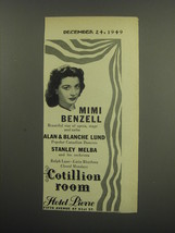 1949 Hotel Pierre Ad - Mimi Benzell Beautiful star of opera, stage and r... - $14.99