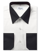 Pre-Owned Men's Classic White Collar & Cuffs Two Tone Dress Shirt With Defects image 10