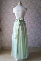 Green Floor-Length Tulle Skirt Outfit Bridesmaid Tulle Maxi Skirt Back-bow image 4