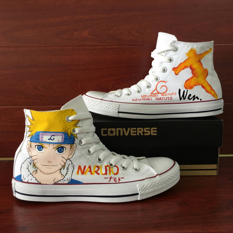 Anime Uzumaki Naruto High Top Converse All Star Sneakers Hand Painted Shoes
