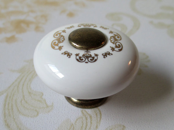 Small 1" White Ceramic Cabinet Knob Drawer Handle Vintage knobs See description 