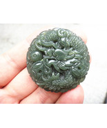 Free Shipping - Amulet auspicious Natural green jade Carved Dragon  char... - $20.00