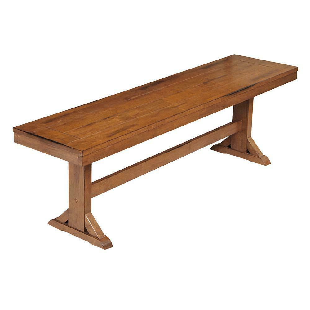 Indoor Bench Furniture Antique Brown Rustic Wood Backless Entryway