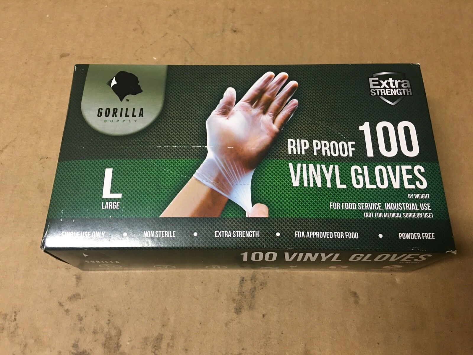 100 Gorilla Vinyl Gloves 100 M VNL Large.100Lvnl SHELF PULL - Gloves