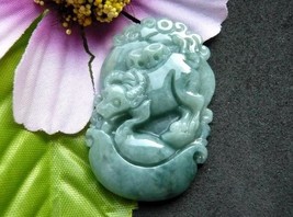 Free Shipping - Amulet Natural green Jadeite Jade Zodiac ox charm Pendant / neck - $20.00