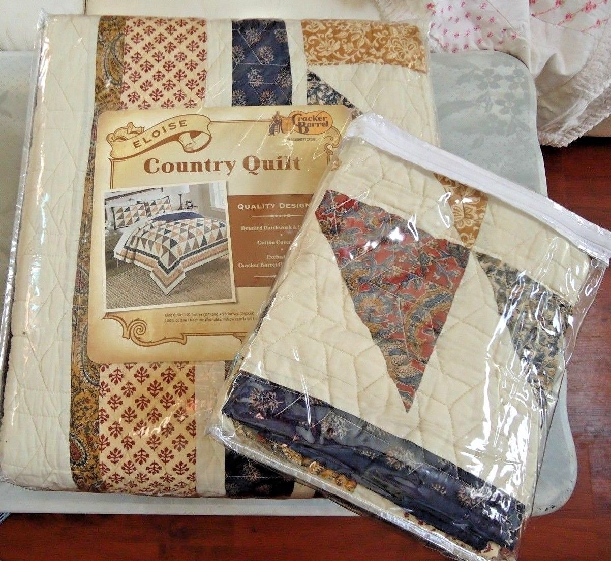 Cracker Barrel King Size Country Quilt ELOISE 2 Matching Shams HTF