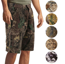 Men's Cotton Multi Pocket Relaxed Fit Outdoor Army Nature Camo Cargo Shorts