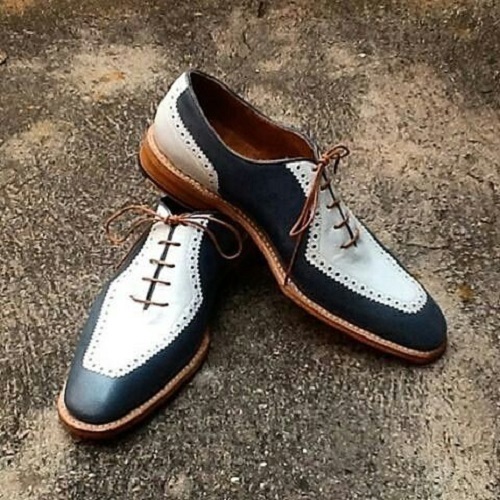 Handmade Men spectator shoes, Men two tone shoes Men black and white