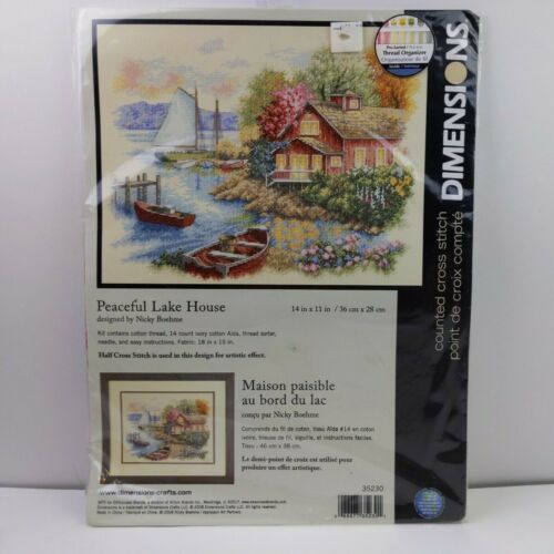 Primary image for 2008 Dimensions Counted Cross Stitch Kit 14"X11"-Peaceful Lake House (14 Count)