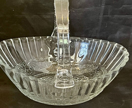 Crystal Pressed Glass Egg Shaped Basket w Acrylic Handle 8&quot; Tall w Handle - $24.00
