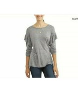 Women&#39;s Time and Tru Ruffle Long Sleeve Shirt--Size S (4-6)--Charcoal Gr... - $9.99
