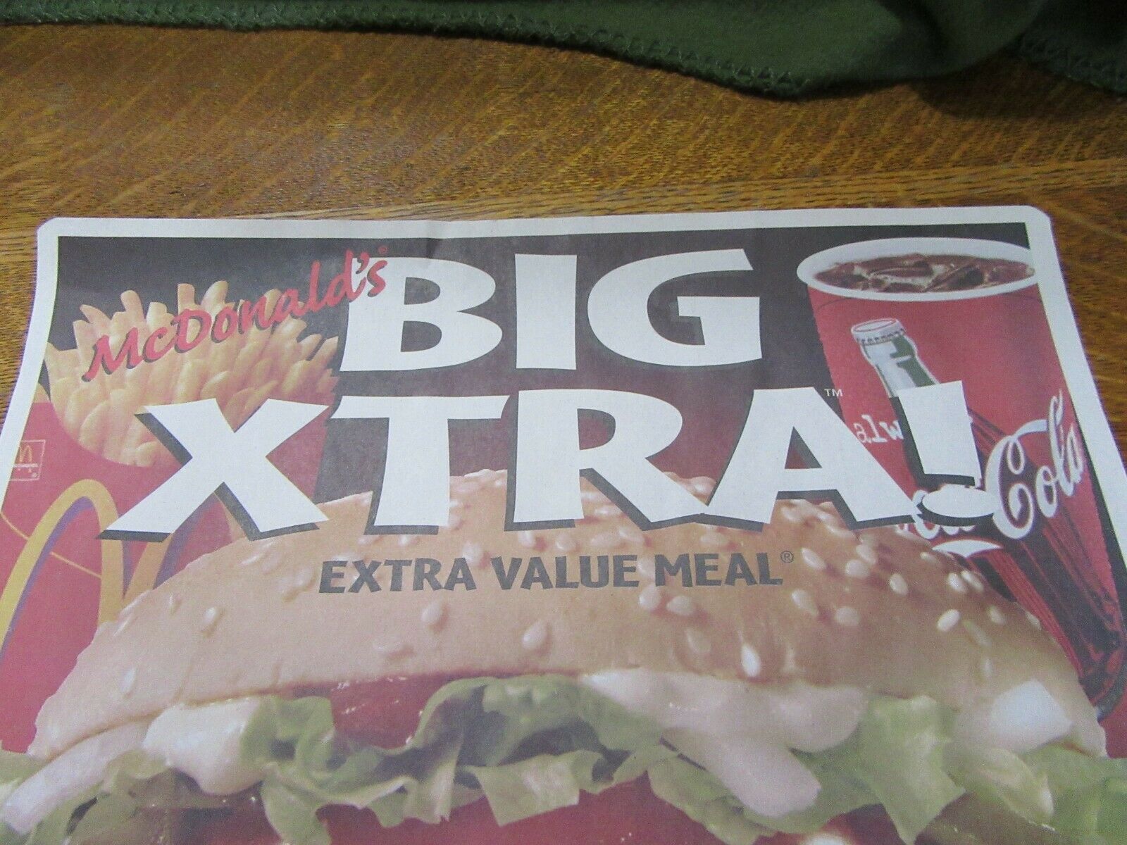 1999 McDonald's Tray Liner14 x 11 McDonald's Big XTRA! Other