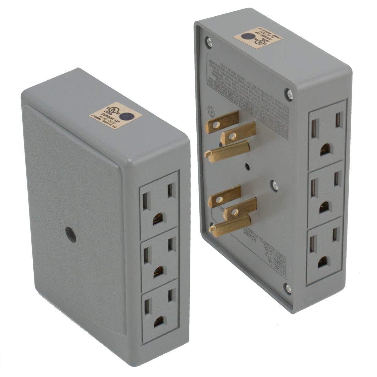 2 Side Entry 6Way Electrical Socket Outlet Splitter InWall Tap