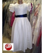 Dessy Flower Girl Dress 4011......Ivory / Blue.....Size 5 - $29.69