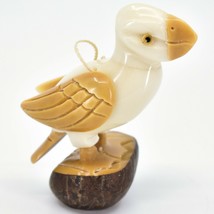 Hand Carved Tagua Nut Carving Puffin Bird Hanging Ornament Made in Ecuador