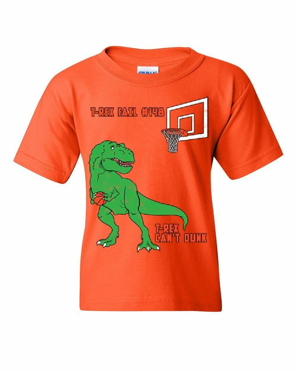 T-Rex Can't Dunk Funny Youth T-Shirt Basketball Tyrannosaurus Fail - T ...