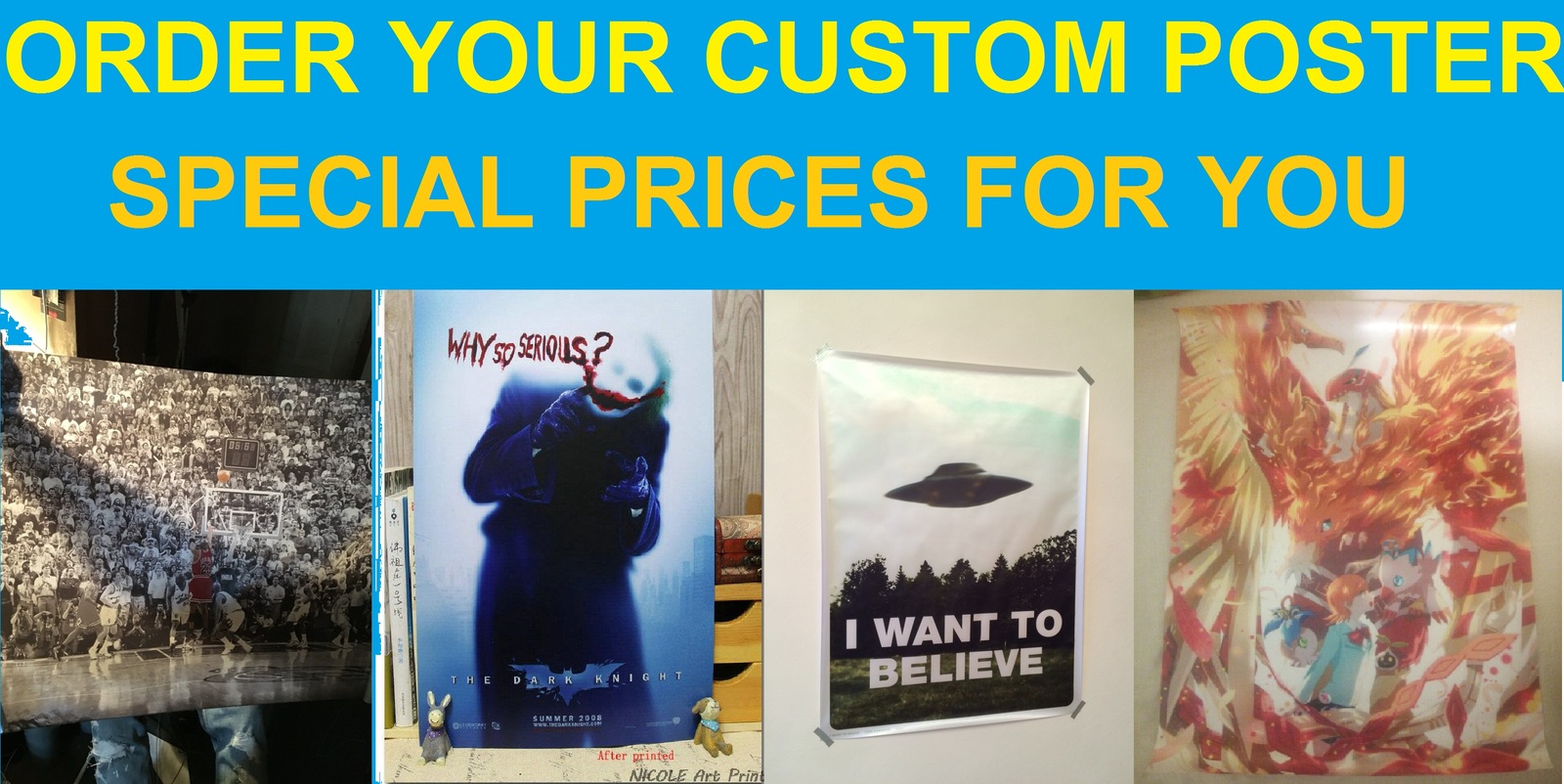 Custom Made Poster Design Your Own Art Print Size 11x17 14x21 24x36 27x40 32x48