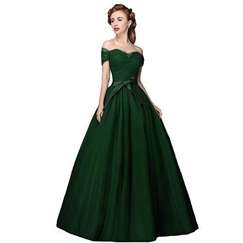 Off The Shoulder A Line Formal Prom Quinceanera Dresses Emerald Green US 16