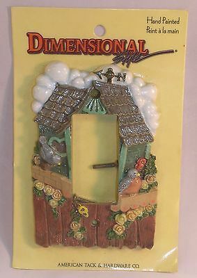 New Dimensional Hand Painted Wall Switch Plate Country Cottage Bird House Flower - $8.99