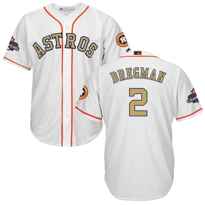 Youth Houston Astros 2 Alex Bregman Jersey Champions Gold White
