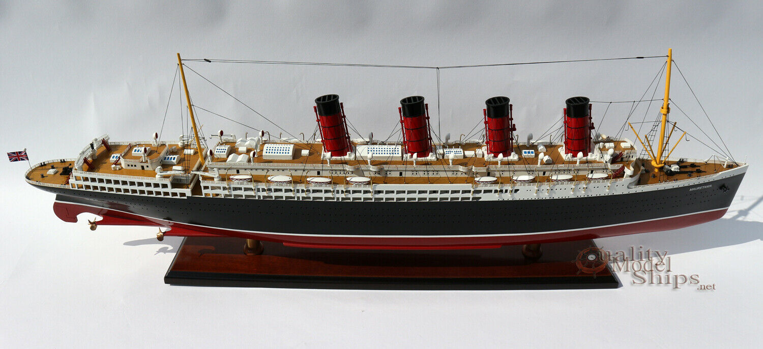 Rms Mauretania 1906 Cunard Line Ocean Liner Wooden Ship Model 38