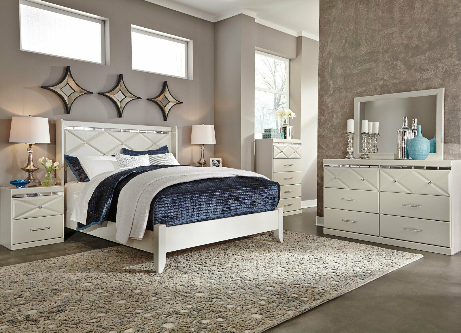 MYRA 5 pieces Modern White Bedroom Set with King Bed ...