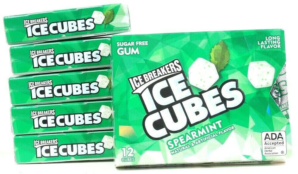 6 Packs Ice Breakers Ice Cubes Spearmint 12 Ct Long Last Flavor Sugar ...