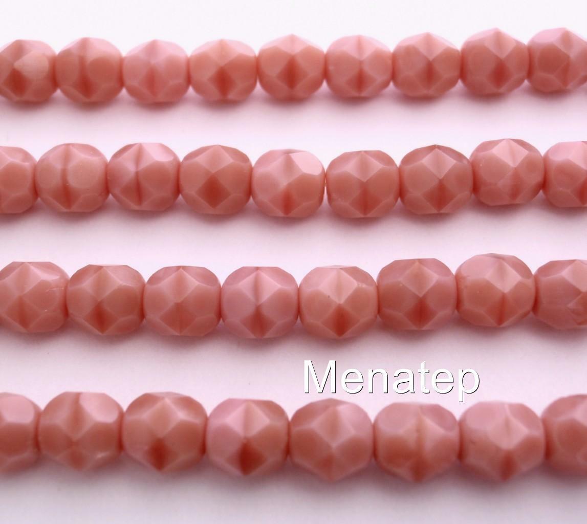 Primary image for 25 6 mm Czech Glass Firepolish Beads: Pink - Coral